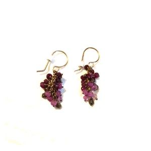 Handmade Gold, Red, and Pink Earrings
